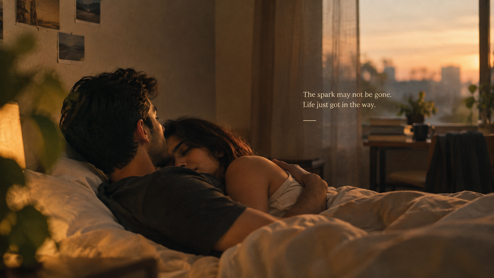 couple laying on the bed